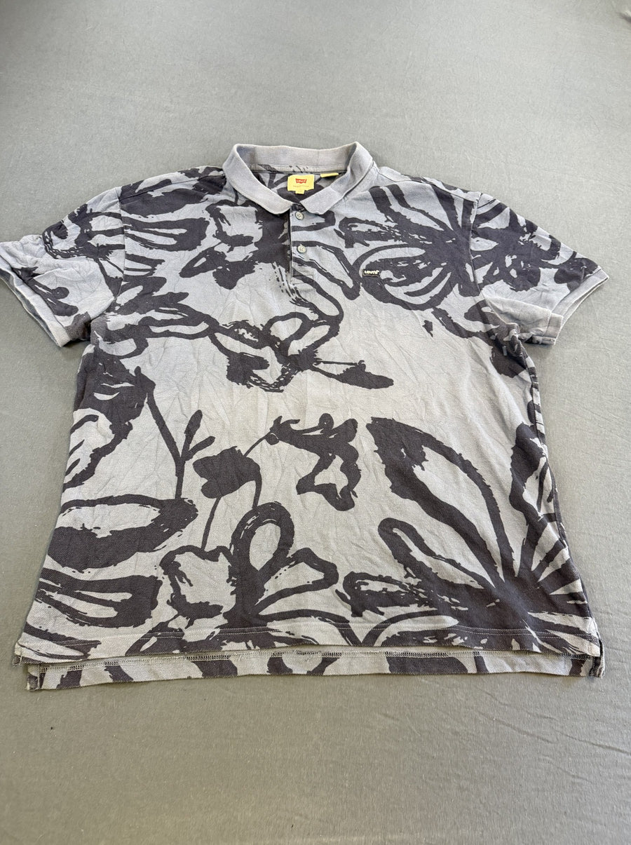 Blauwe Levi's polo (poloshirt) XXL met gave bloemenprint
