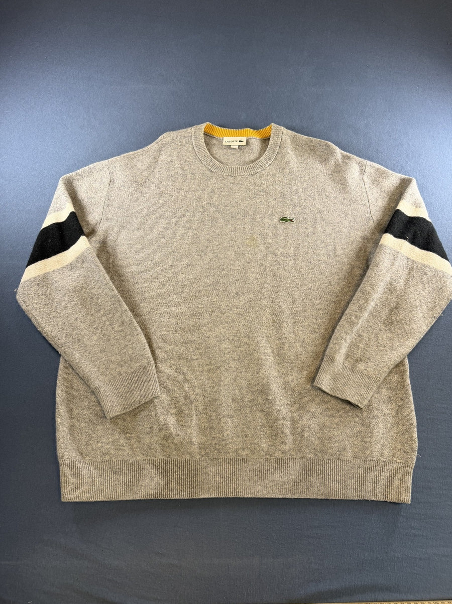 Grijs gemêleerde Lacoste heren trui, maat XXL (crewneck sweater / pullover)