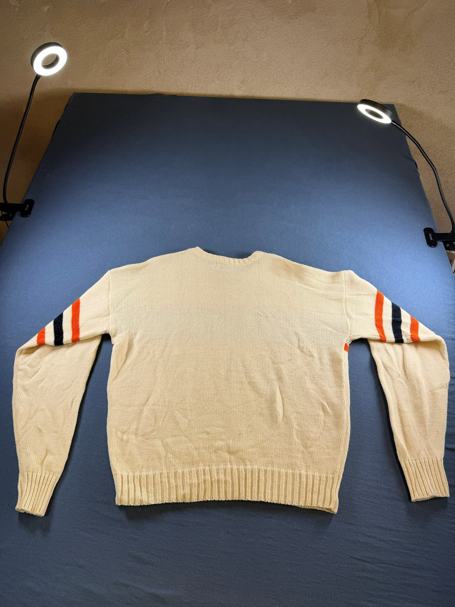 Cliff Engle Ltd trui beige print heren maat S wol sweater pullover gebreid