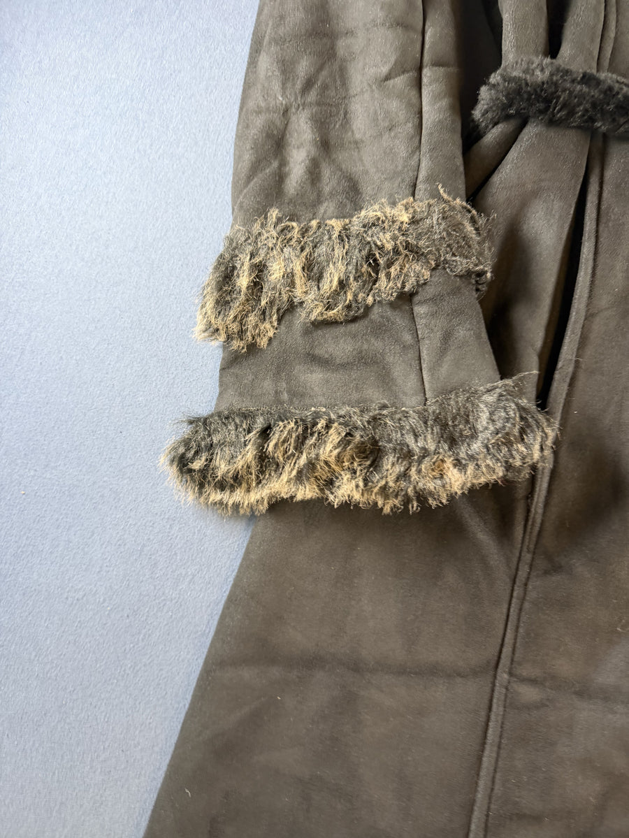 Zwarte Afghaanse jas dames (lammy coat / penny coat) maat L