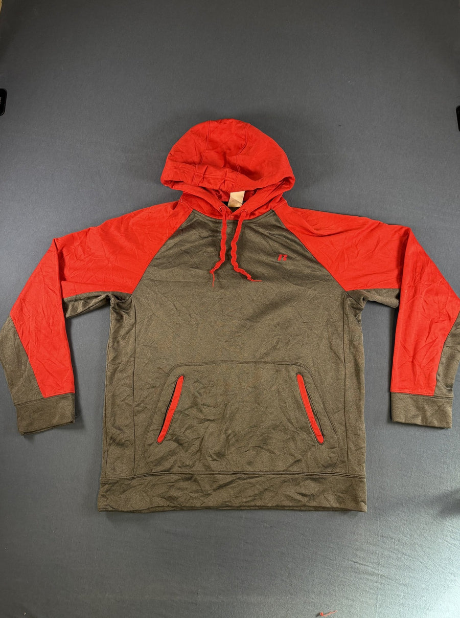 Grijs-rood colorblockvest (fleecevest / sweatvest) Russell Athletic heren M