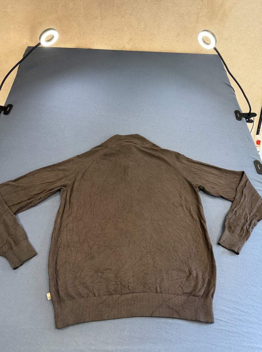 Bruine Timberland trui, maat L (quarter zip / halfrits pulli)