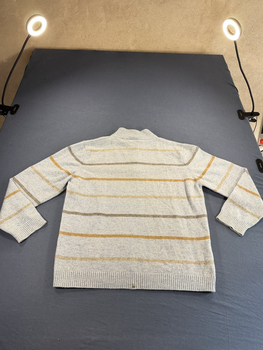 Blauwe gestreepte Lacoste trui (halfzip / troyer), maat XXL