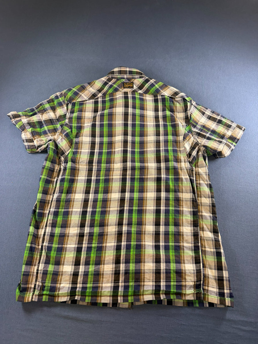 G-Star blouse meerkleurig geruit heren maat L overhemd flanel check shirt houthakkershemd geblokt