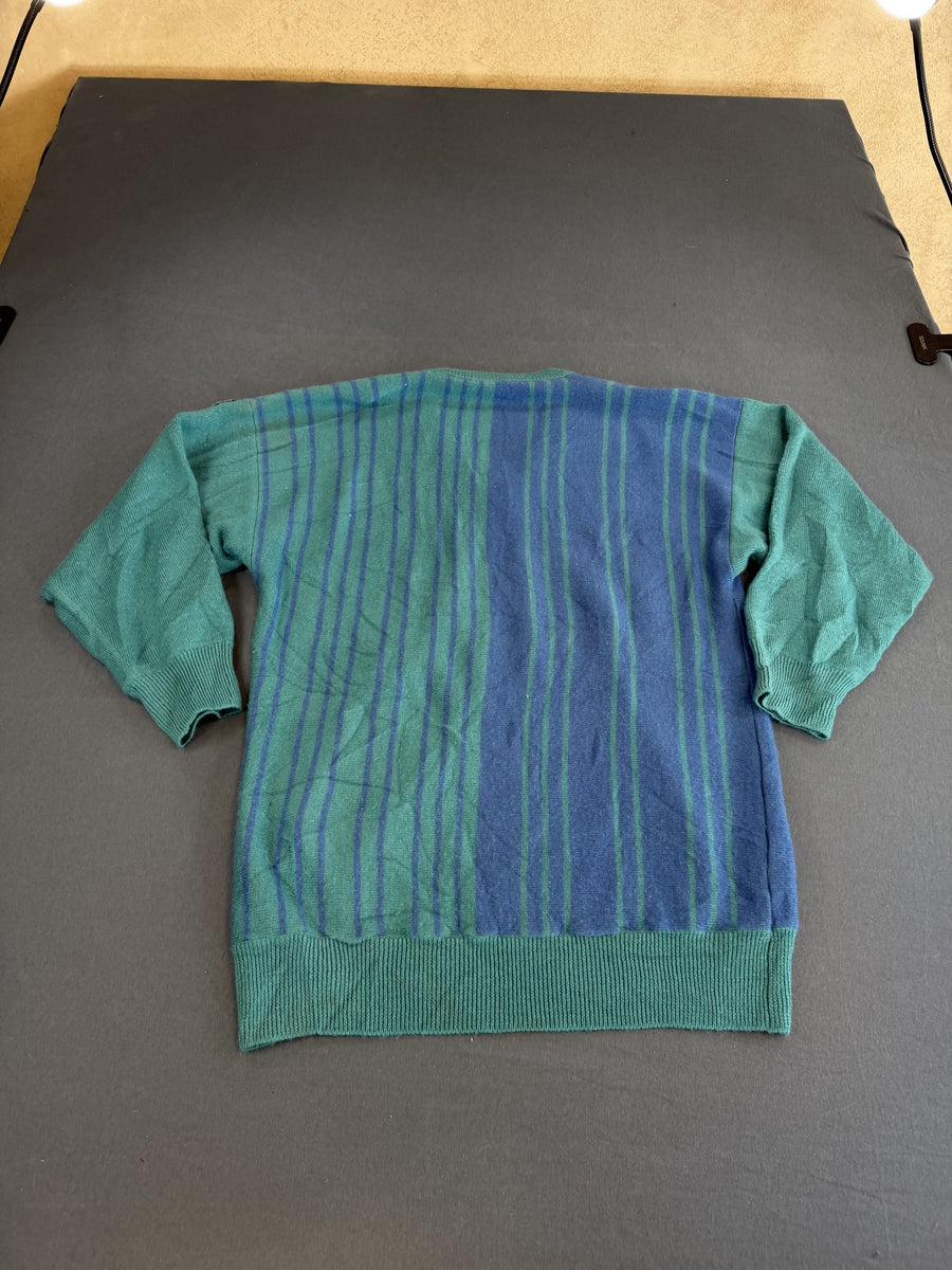 trui blauw gestreept heren maat L v-hals v-neck sweater pullover