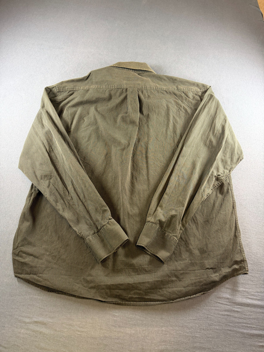 Yves Saint Laurent blouse grijs gestreept heren maat XL overhemd striped shirt streepjes