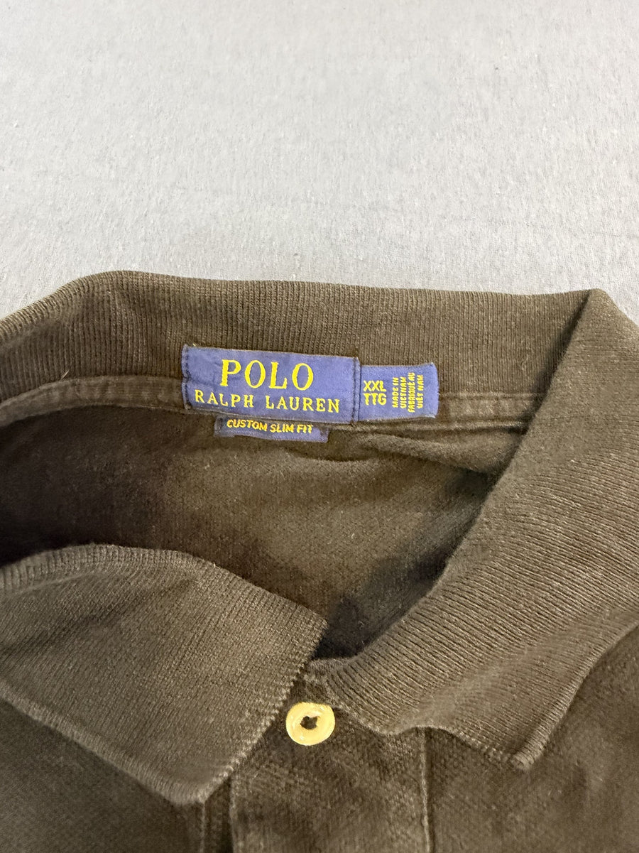 Zwart poloshirt van Polo Ralph Lauren (piquéshirt), maat XXL Custom Slim Fit