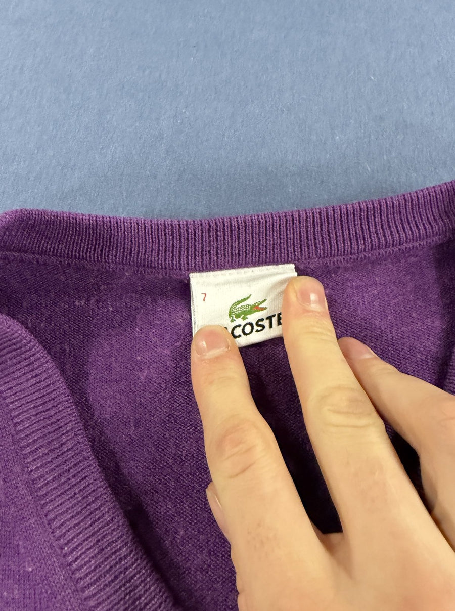 Paarse Lacoste pullover (V-hals trui / sweater), maat XXL
