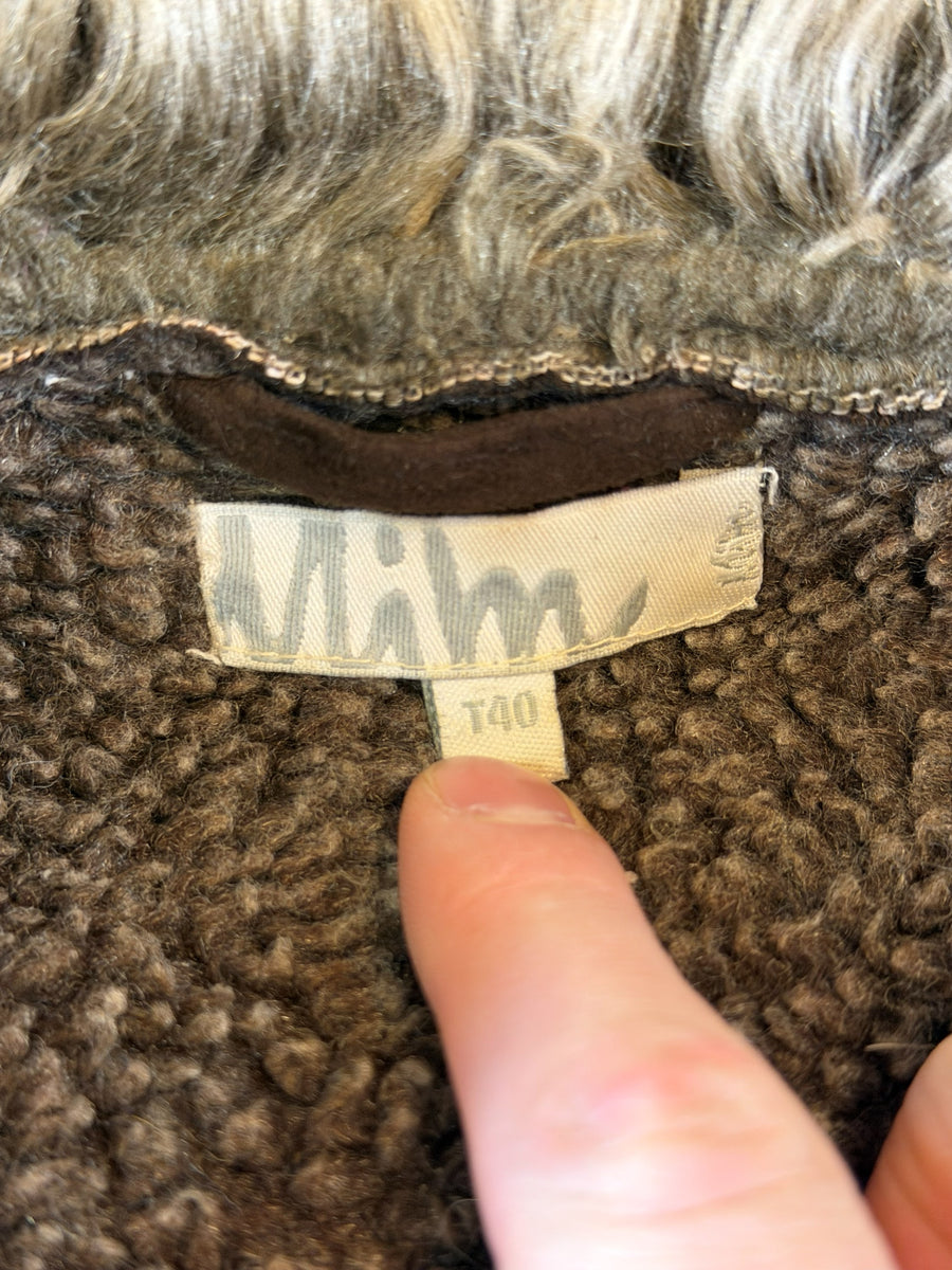 Vintage Dressing Afghaanse jas bruin print dames maat M