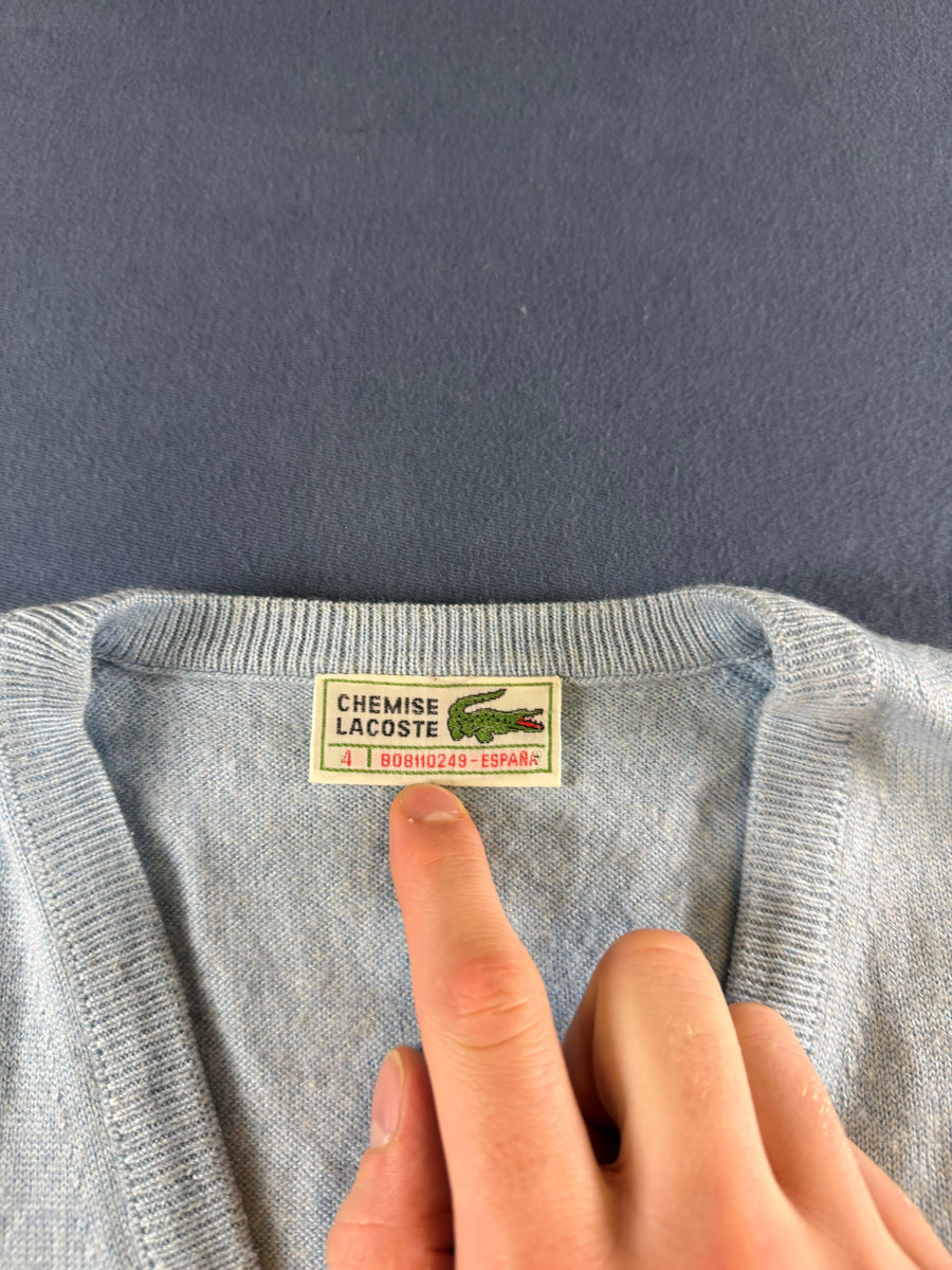 Lacoste vest grijs heren maat M cardigan knoopvest trui vintage