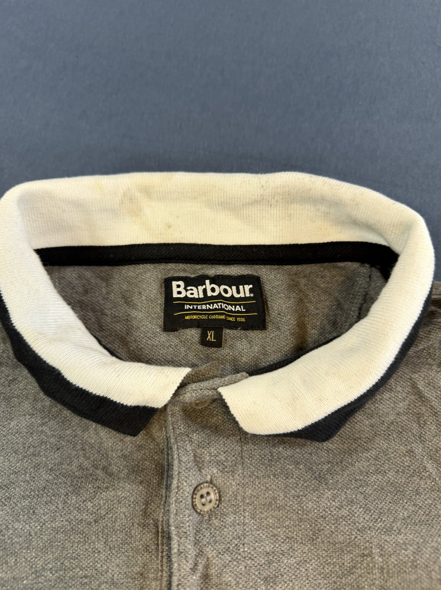 Barbour International motorshirt in grijs (poloshirt/rugbypolo), maat XL