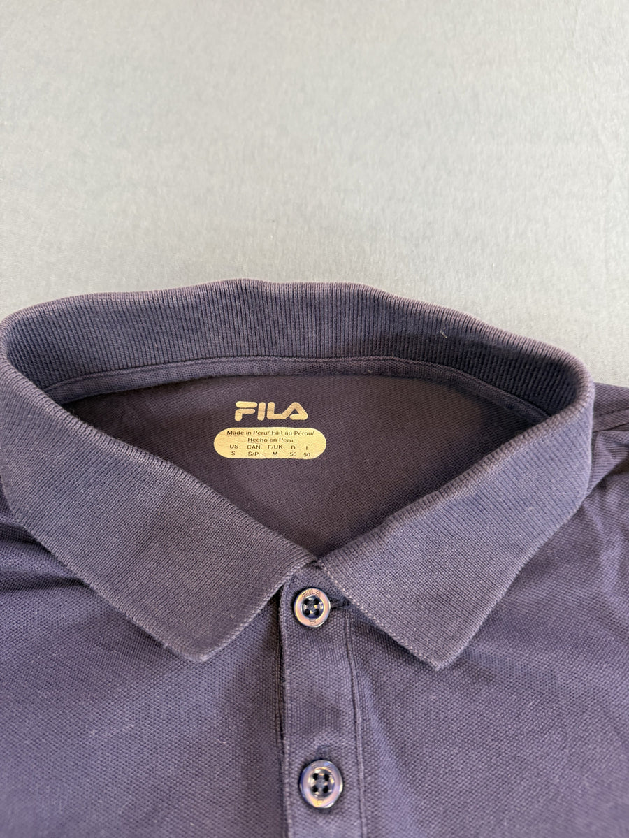 Blauw Fila poloshirt heren maat M (piqué shirt / polo met F-box logo)