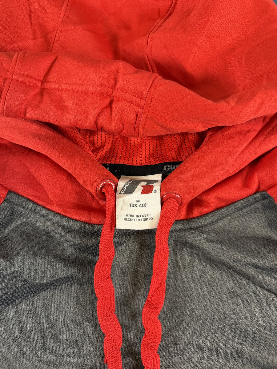 Grijs-rood colorblockvest (fleecevest / sweatvest) Russell Athletic heren M