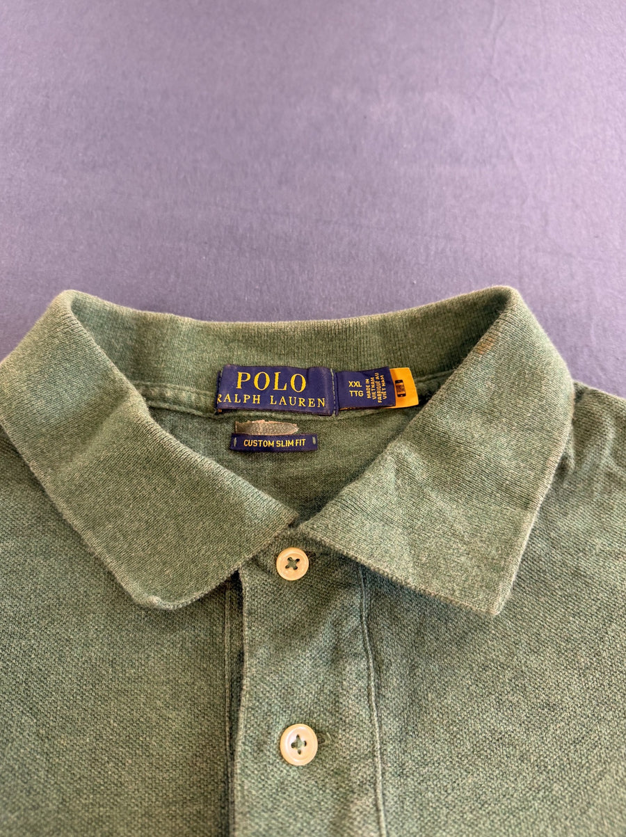 Olijfgroen Polo Ralph Lauren piqué polo, maat XXL Slim Fit (poloshirt / polo top) heren
