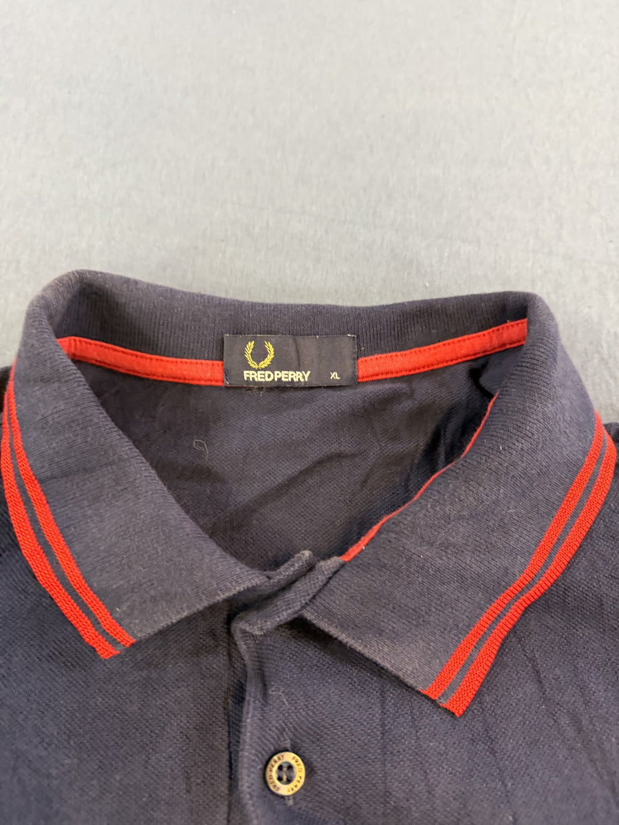 Blauwe Fred Perry polo (poloshirt) maat XL - rode twin-tipped kraag
