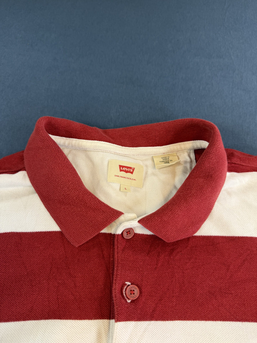 Rood gestreepte Levi's polo (piqué poloshirt) maat L
