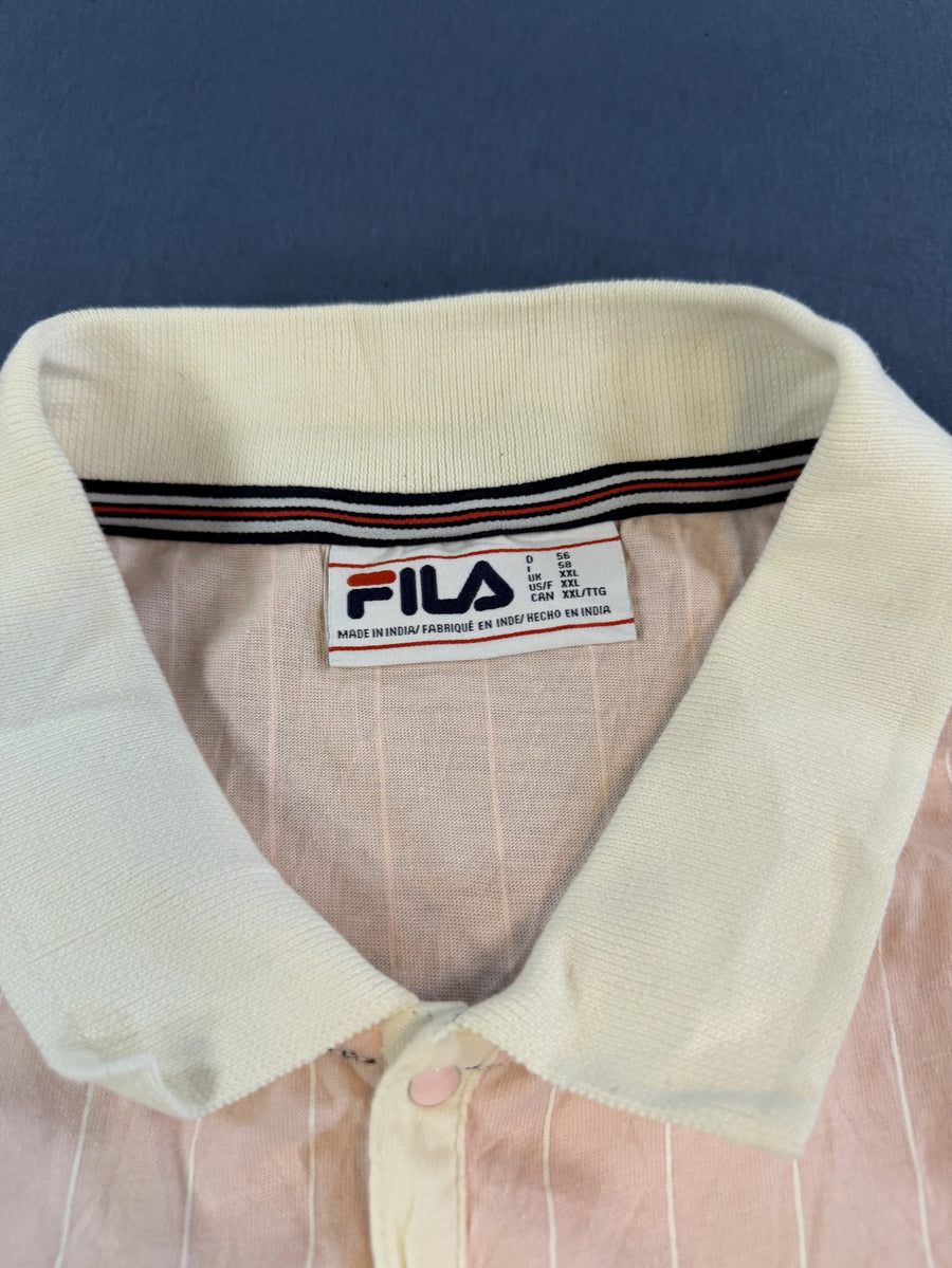 Roze FILA sportpolo met krijtstreepje (poloshirt), maat XXL