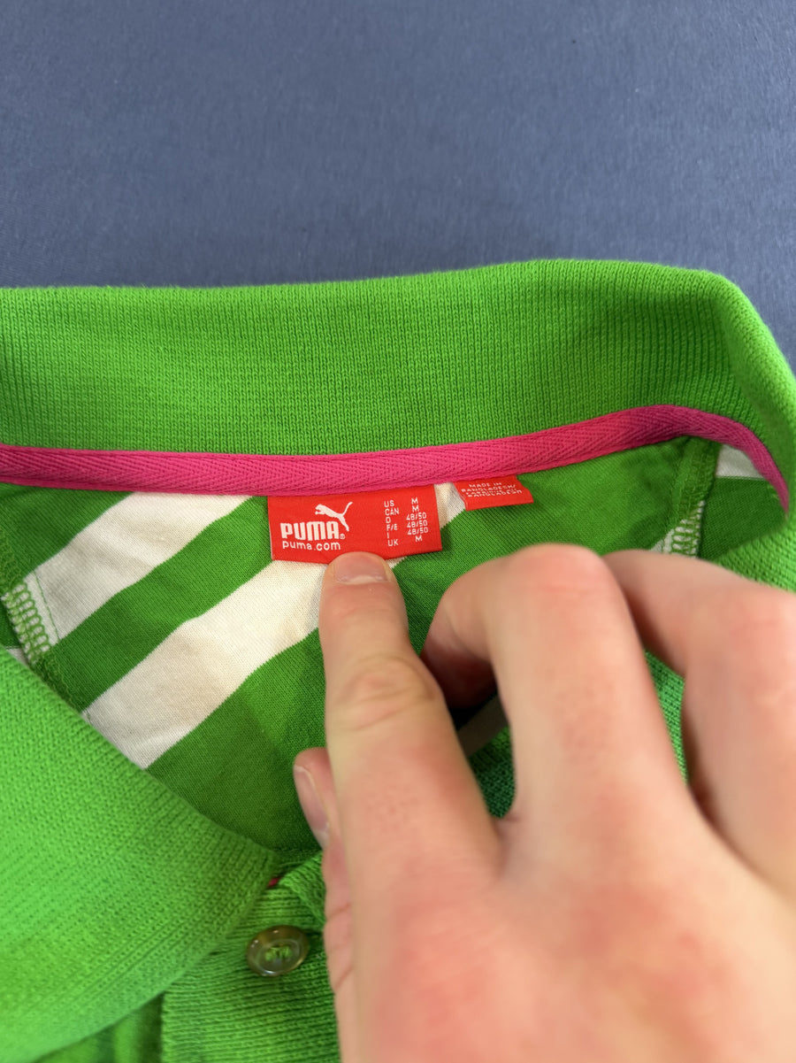 Groen gestreepte Puma polo (poloshirt / pique shirt), heren maat M