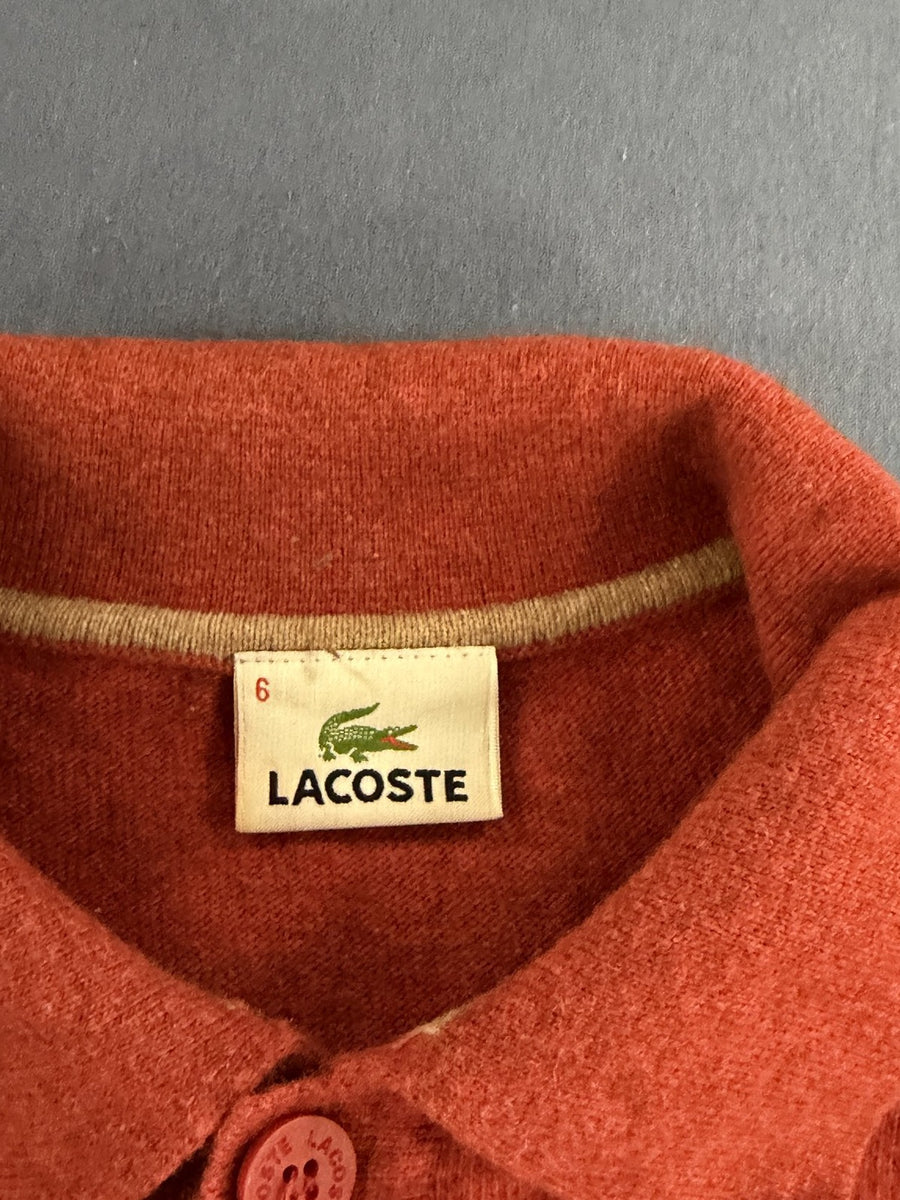 Rode Lacoste polotrui met knoopsluiting (collegetrui), maat XL