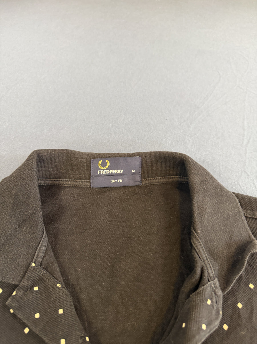 Zwart stippendessin (Fred Perry piqué polo / polohemd), maat XS