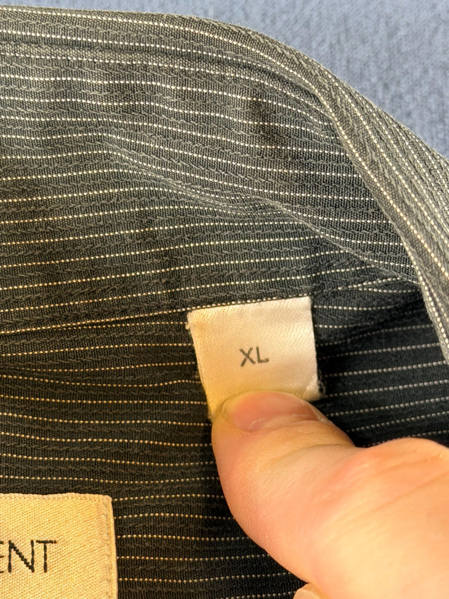 Yves Saint Laurent blouse grijs gestreept heren maat XL overhemd striped shirt streepjes