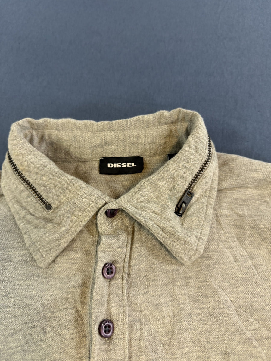 Grijs Diesel golfshirt met ritsdetail in de kraag (polo / poloshirt)