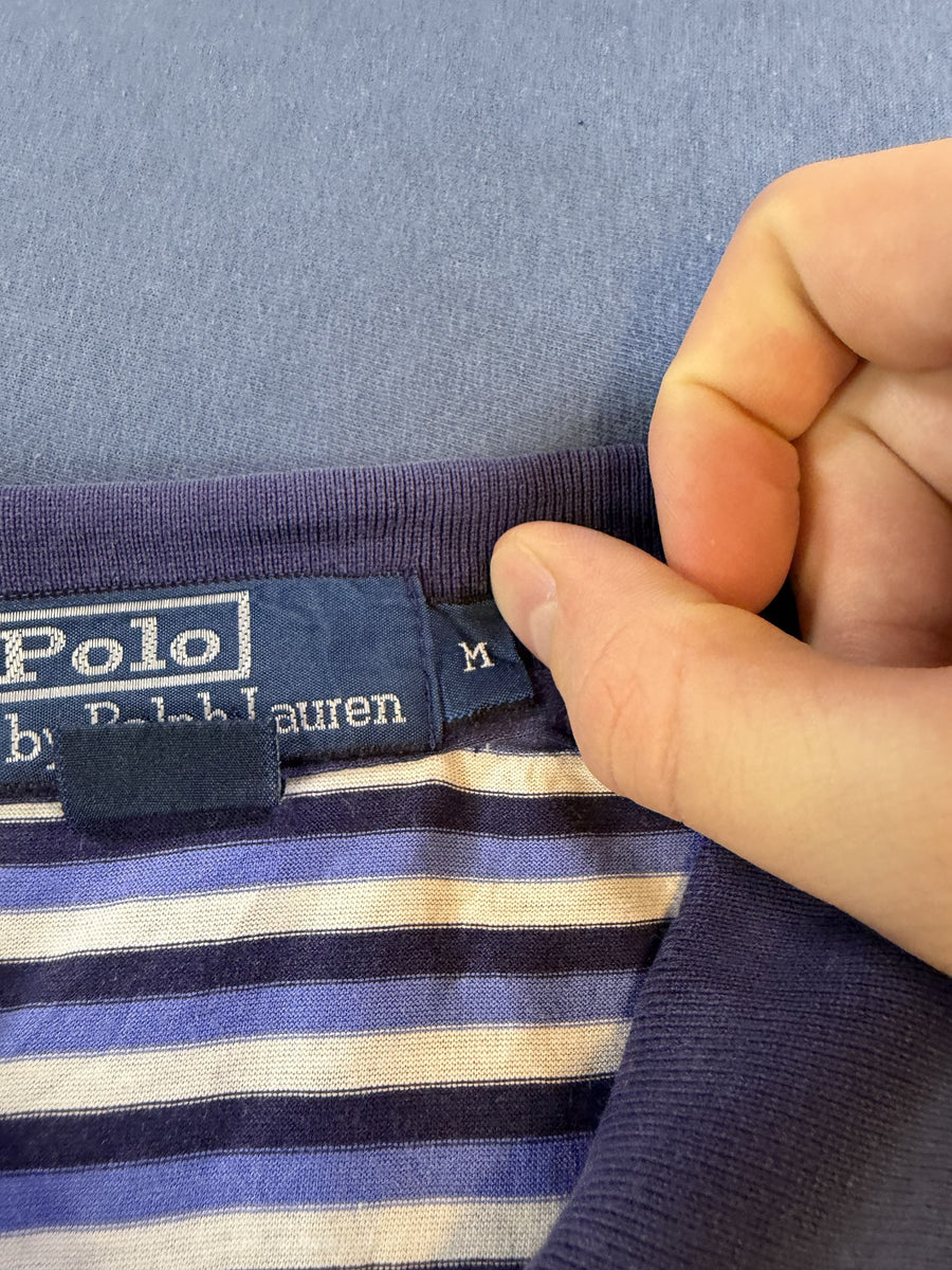 Polo Ralph Lauren polo blauw gestreept heren maat M katoen poloshirt