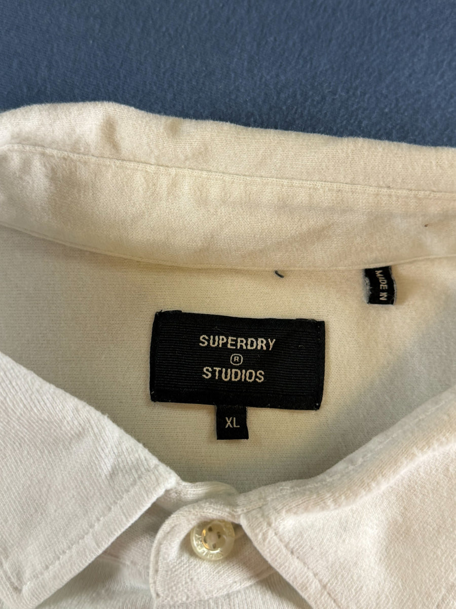 Superdry blouse grijs heren maat XL overhemd shirt effen button up