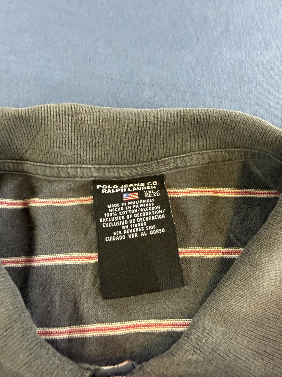 Grijs-Olijfgroen Gestreepte Polo Ralph Lauren (Poloshirt / Pique Shirt) Maat XXL
