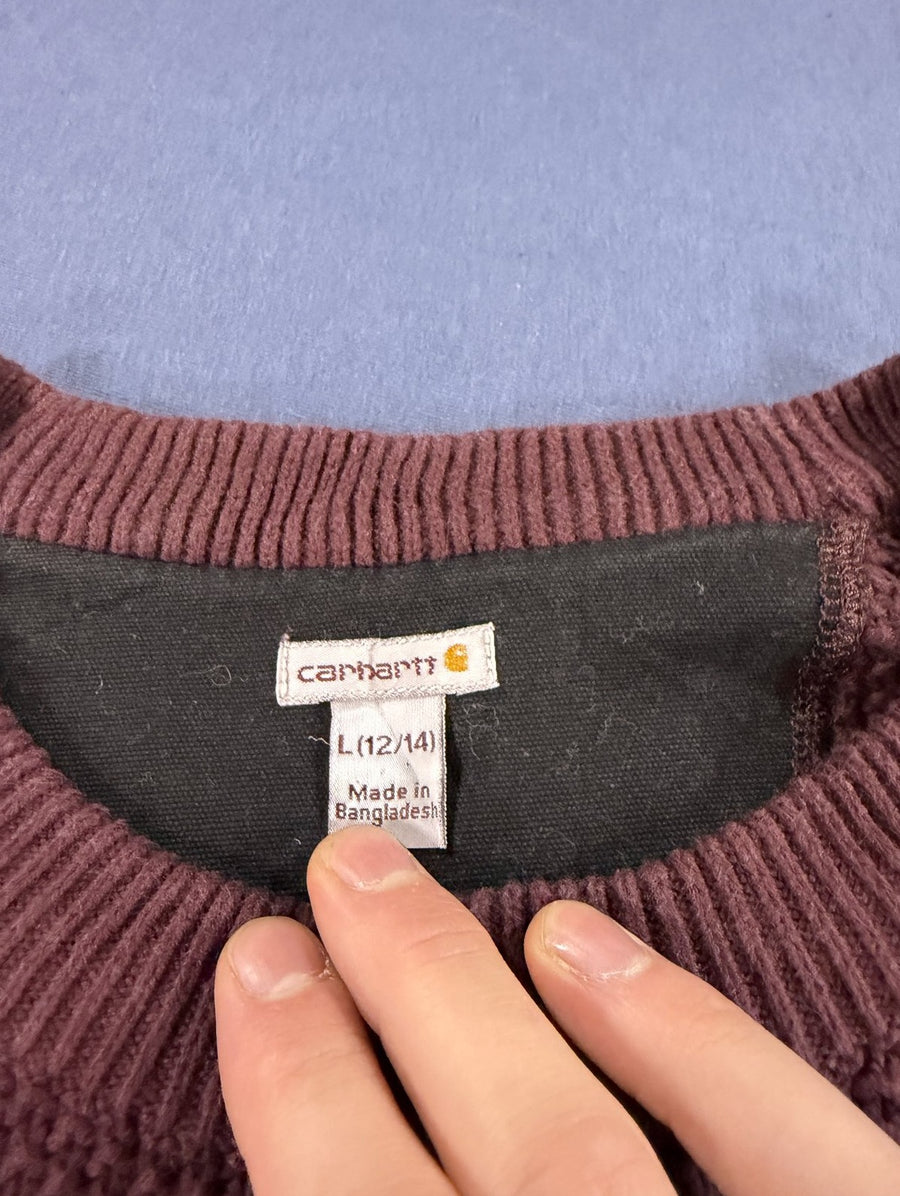 Rood Carhartt grofgebreide trui maat L (chunky knit pullover)