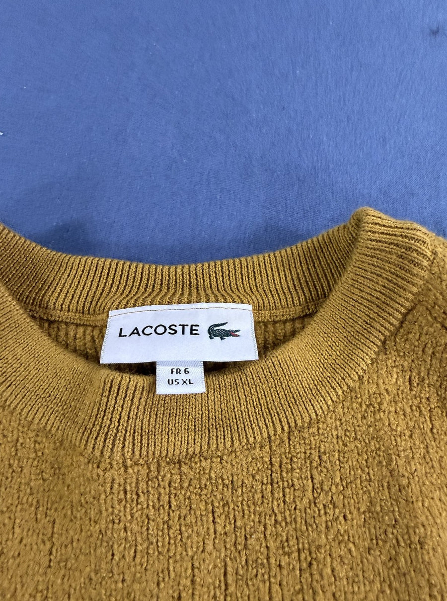 Okergeel Lacoste pullover (trui) maat XL met raglanmouw