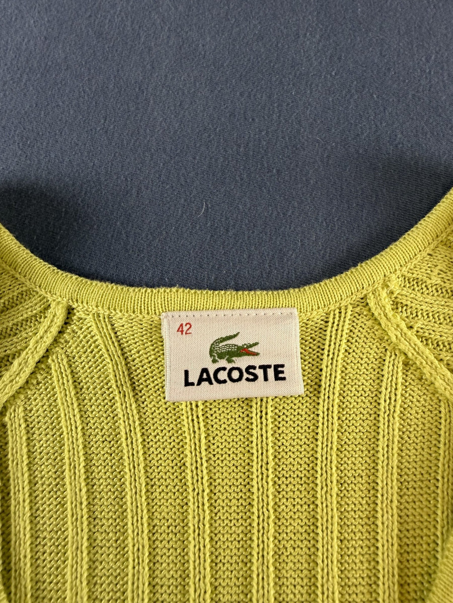 Geel Lacoste ribtrui met V-hals (pullover / sweater), maat XL