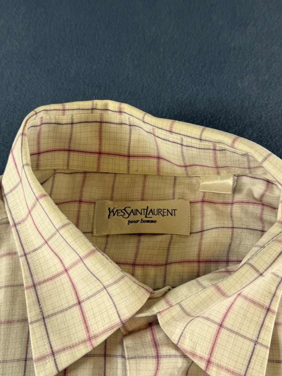 Yves Saint Laurent Blouse beige geruit
