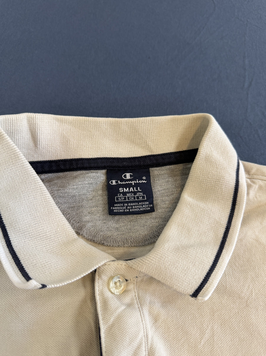 Wit Champion polo (maat S), poloshirt / tennisshirt met gestreepte boord