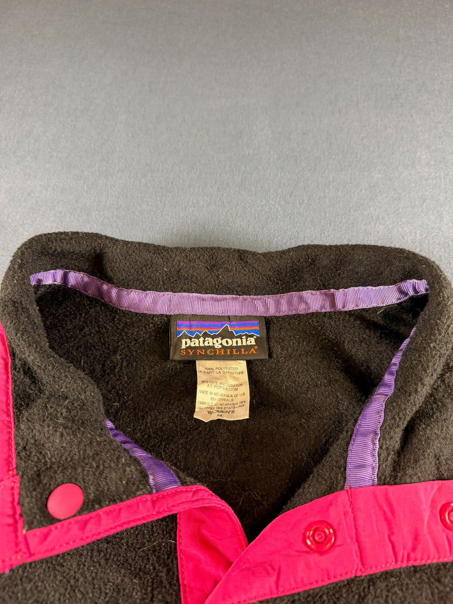 Patagonia Synchilla Snap-T trui zwart dames maat M sweater pullover