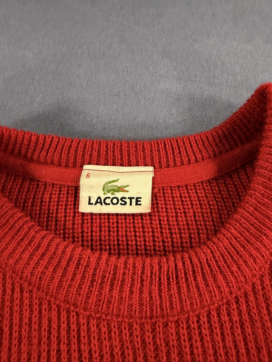 Grijze Lacoste ribsweater (pullover), maat XL, boxy fit