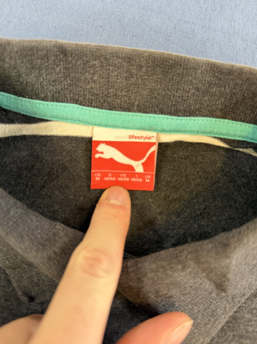 Grijze Puma piquéshirt (poloshirt) maat M met kleurrijke streep