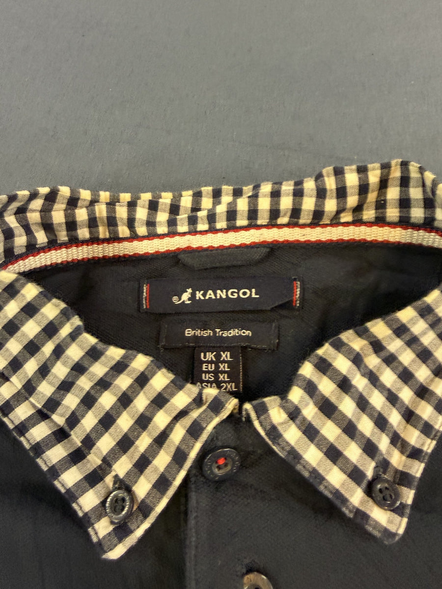 Blauw Kangol poloshirt (polo) maat XL – British Tradition met geruite kraag