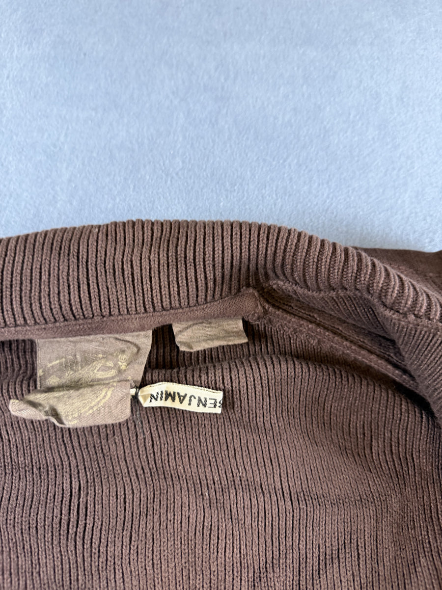 Bruin gebreide cardigan van Benjamin (herenvest / knoopvest)