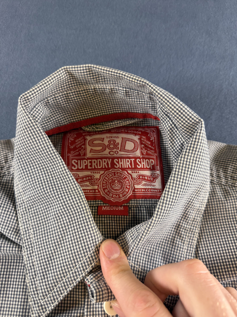 Blauw geruit Superdry herenoverhemd maat M (flanelblouse / houthakkershemd)