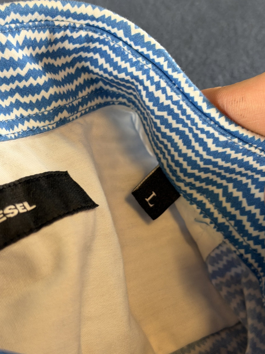 Blauw Diesel overhemd met bloemenprint (hawaiiblouse) heren maat L