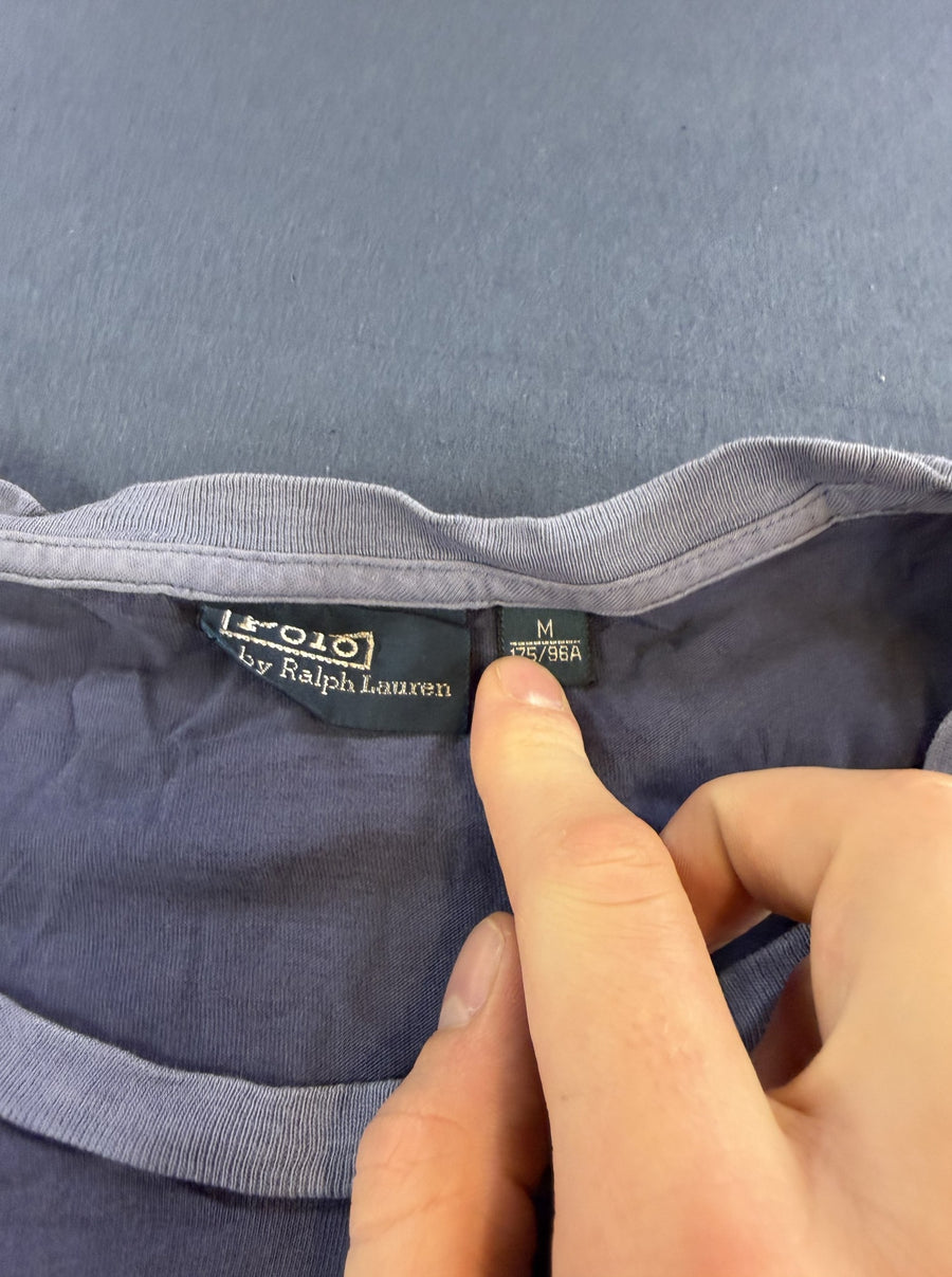 Blauwe Polo Ralph Lauren tee (ringer t-shirt / basic shirt) maat M