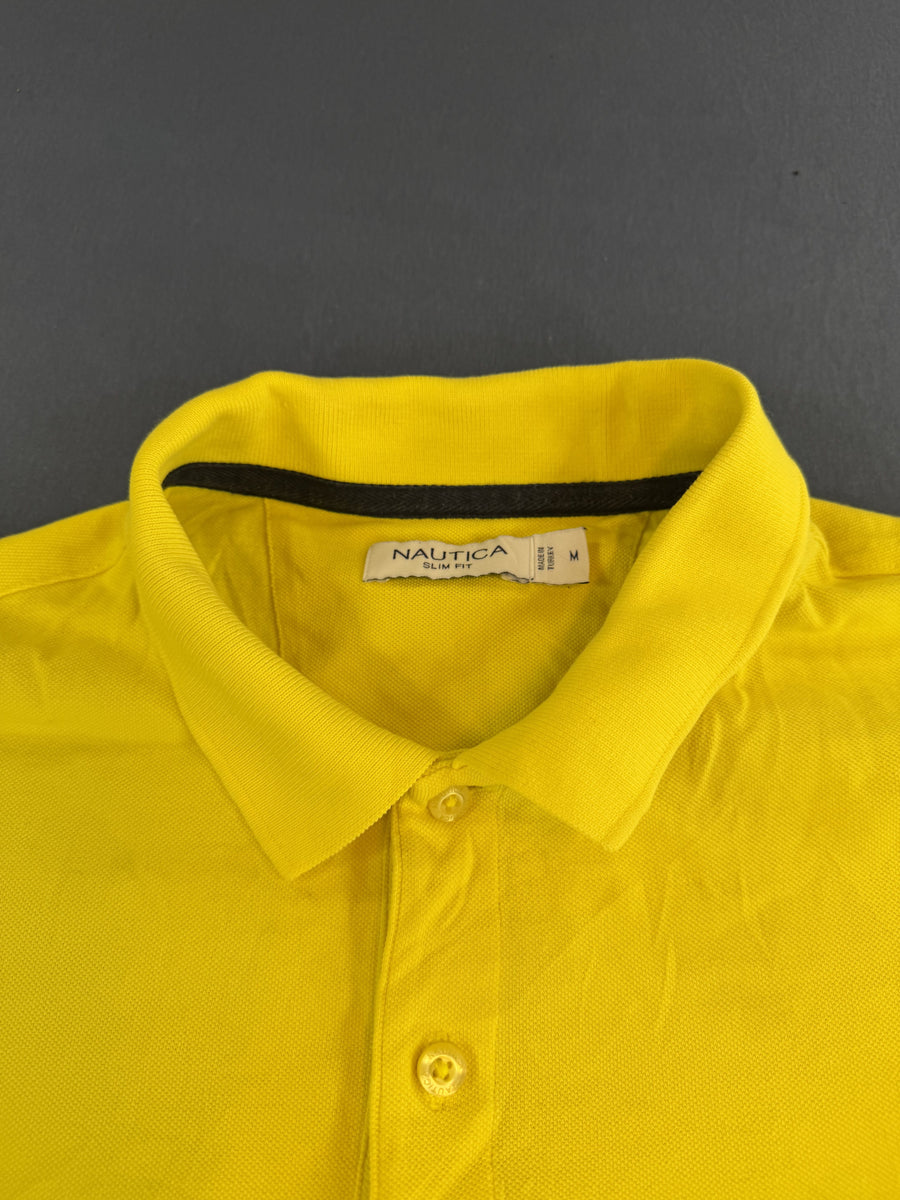 Zonnegeel Nautica polo heren (poloshirt) maat M piqué slim fit