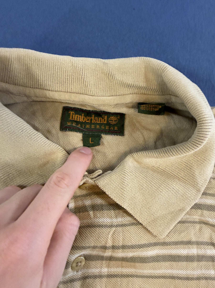 Beige Timberland polo met streepdessin (poloshirt), maat L