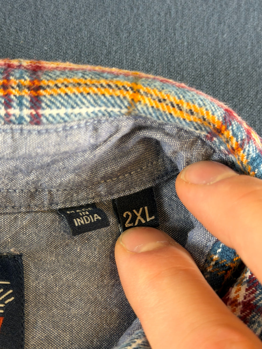 Superdry blouse beige geruit heren maat XXL overhemd flanel check shirt houthakkershemd geblokt