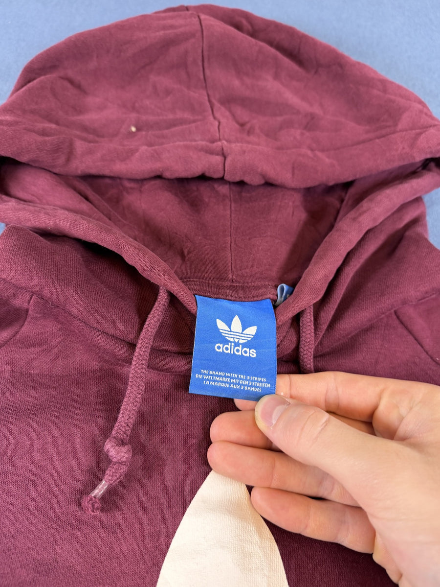 Bordeauxrode adidas Originals capuchontrui (hoodie), heren maat S, Trefoil-logo