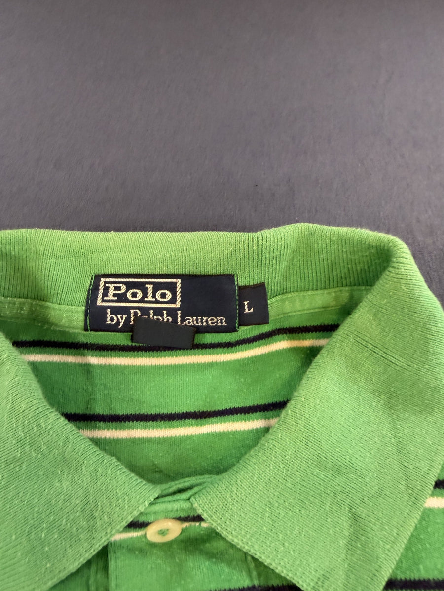Groene polo (poloshirt) Polo Ralph Lauren piqué met streepje – maat L