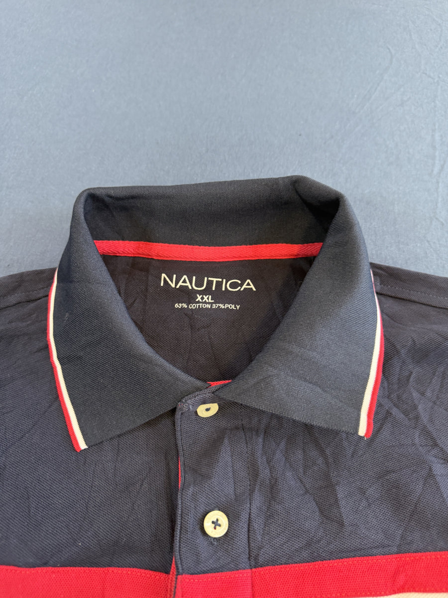 Rood Nautica poloshirt (polo) met colourblock-paneel – maat XXL