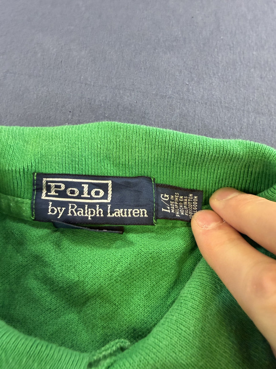 Groen Polo Ralph Lauren Poloshirt – Vintage Heren Maat L (Piquéshirt / Golfshirt)