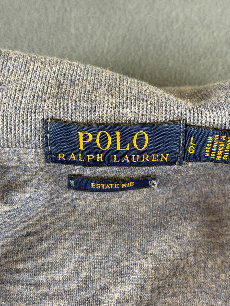 Polo Ralph Lauren trui blauw gemêleerd heren maat L katoen sweater pullover gebreid
